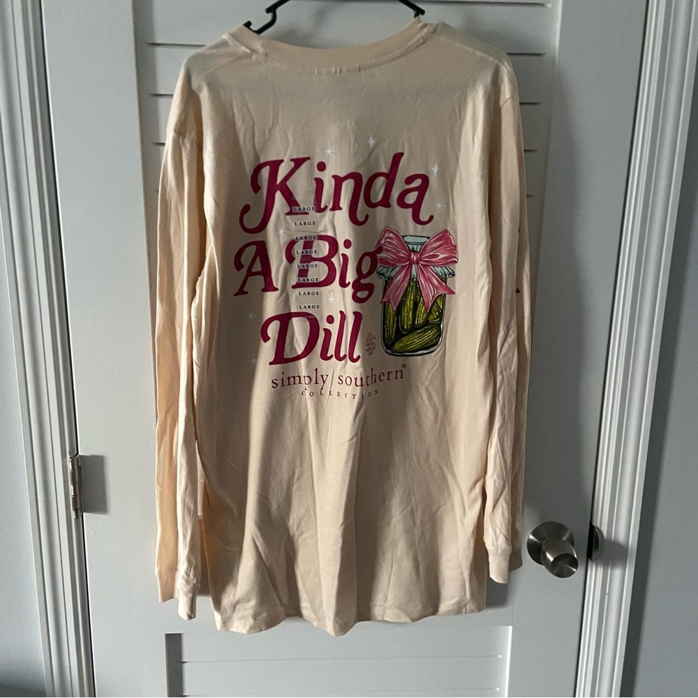Simply Southern Cream Long Sleeve Tee with Pink & Green Graphic